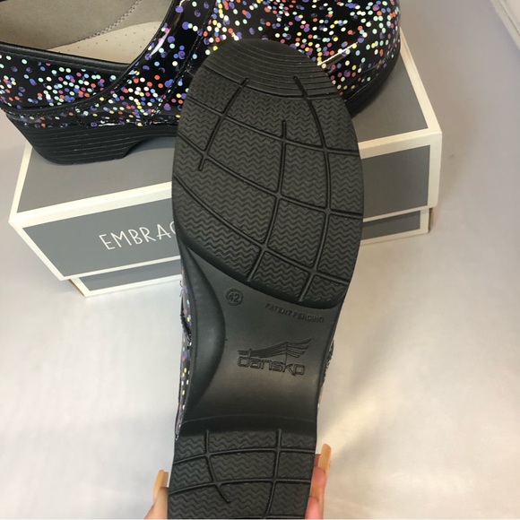 NIB Dansko LT Pro Patent Confetti polka dot slip on clogs multi size - Picture 6 of 11